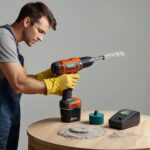 man cleaning power tool